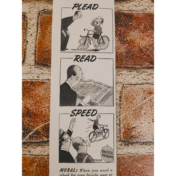 1942 Vintage Telephone Directory Ad -‎ "Plead, Read, Speed" WWII Era Print - Picture 1 of 4